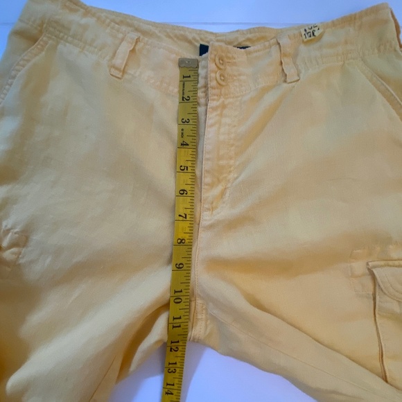 Lauren Ralph Lauren 100% Soft Linen High Rise Cargo Pants Yellow Size 8 - Picture 13 of 14